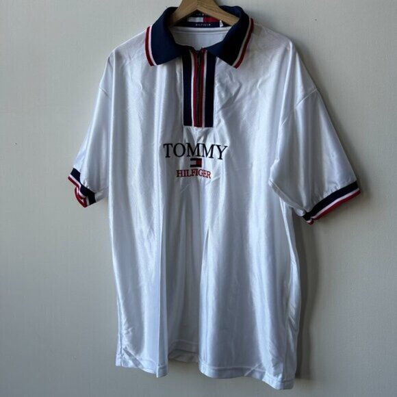 Vintage Tommy Hilfiger 90's Men's Mesh Jersey Short Sleeve Collared - XL - Picture 4 of 6
